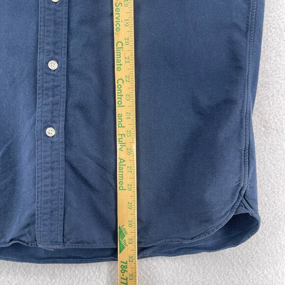 MUJI Shirt Mens XL Washed Oxford Cotton Button Down Short Sleeve Blue - Picture 12 of 13